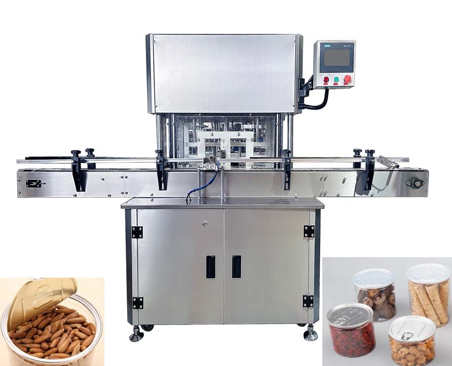 Nitrogen room Can Sealing Machine,Automatic Can Seaming Machine with N2 for Nuts,small pellet ,Can crimper for coffee