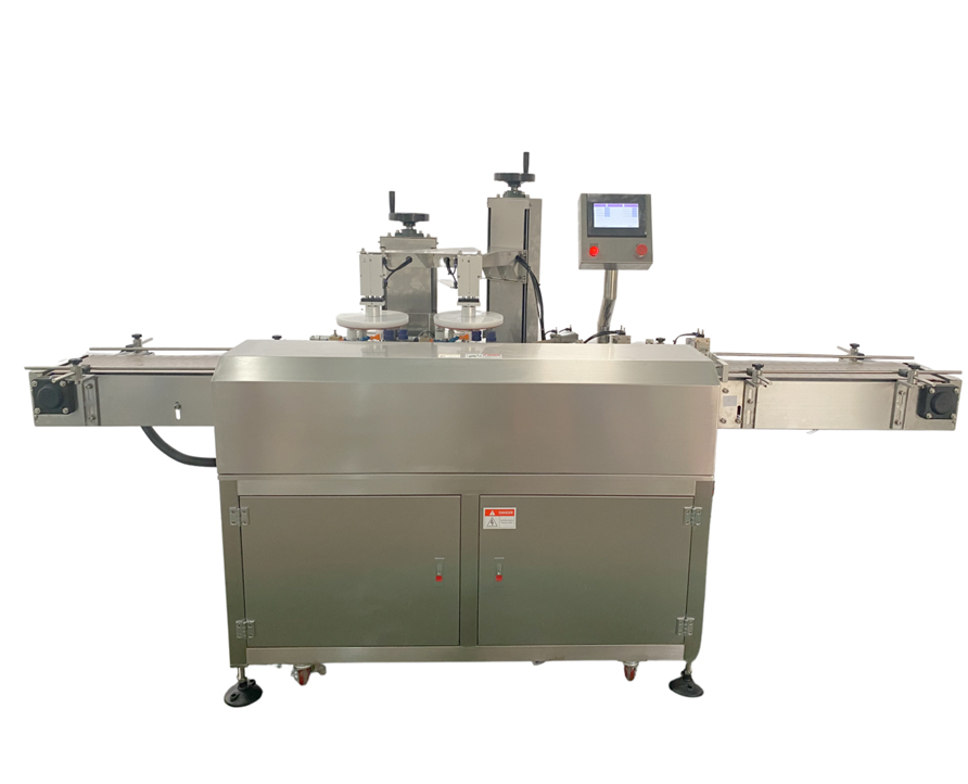 Tape Sealing Machine with Double Head,Tin Container Cookies Taping Sealing Machine , Plastic Biscuit Box Tape Seal Machine