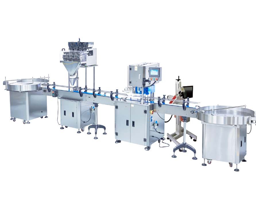 Small Particles Solid Filling Machine line (Linear 4 heads) for seeds,rice,cereals