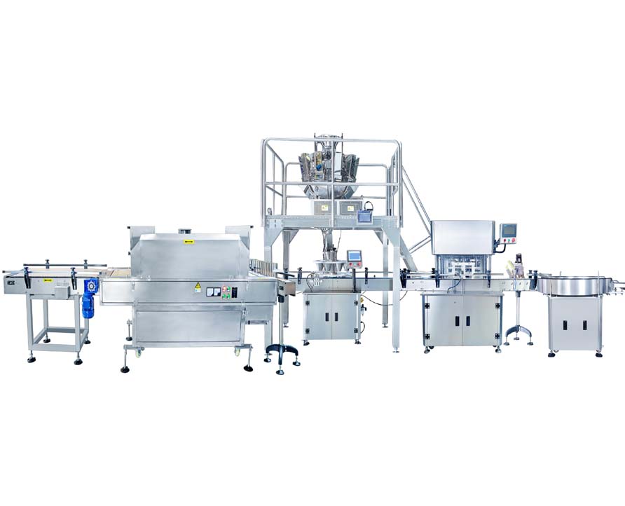 Dry Food Can Packaging Line with Weighing Filling Machine, Nitrogen Flushing Can Sealing Machine for Granules Product, Particles Food